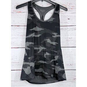 Athleta Aurora Black Gray Camo Racerback Tank Top Womens Medium Athleisure Gym